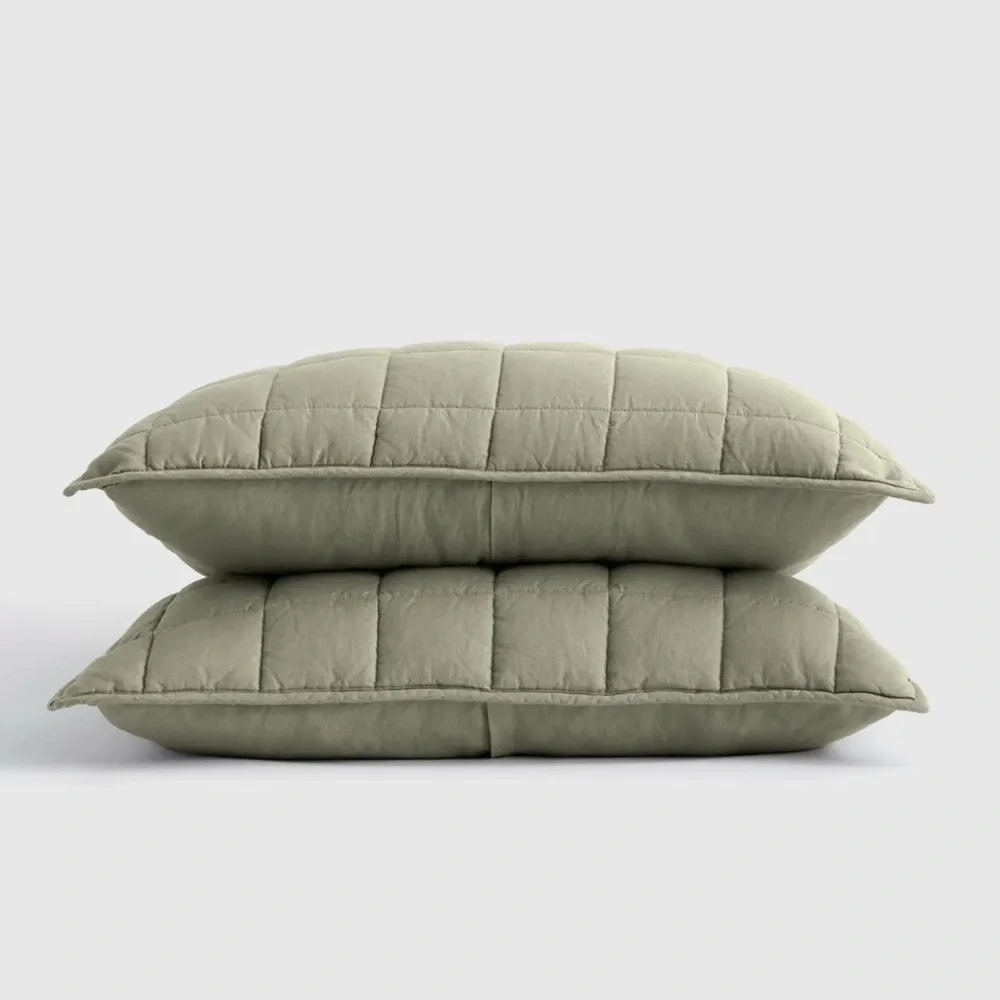 NWOT European Linen Box Quilted Standard Sham Set in Willowleaf